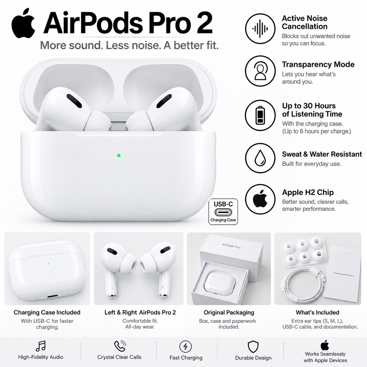 AirPods Pro 2 Wireless Earbuds with Charging Case